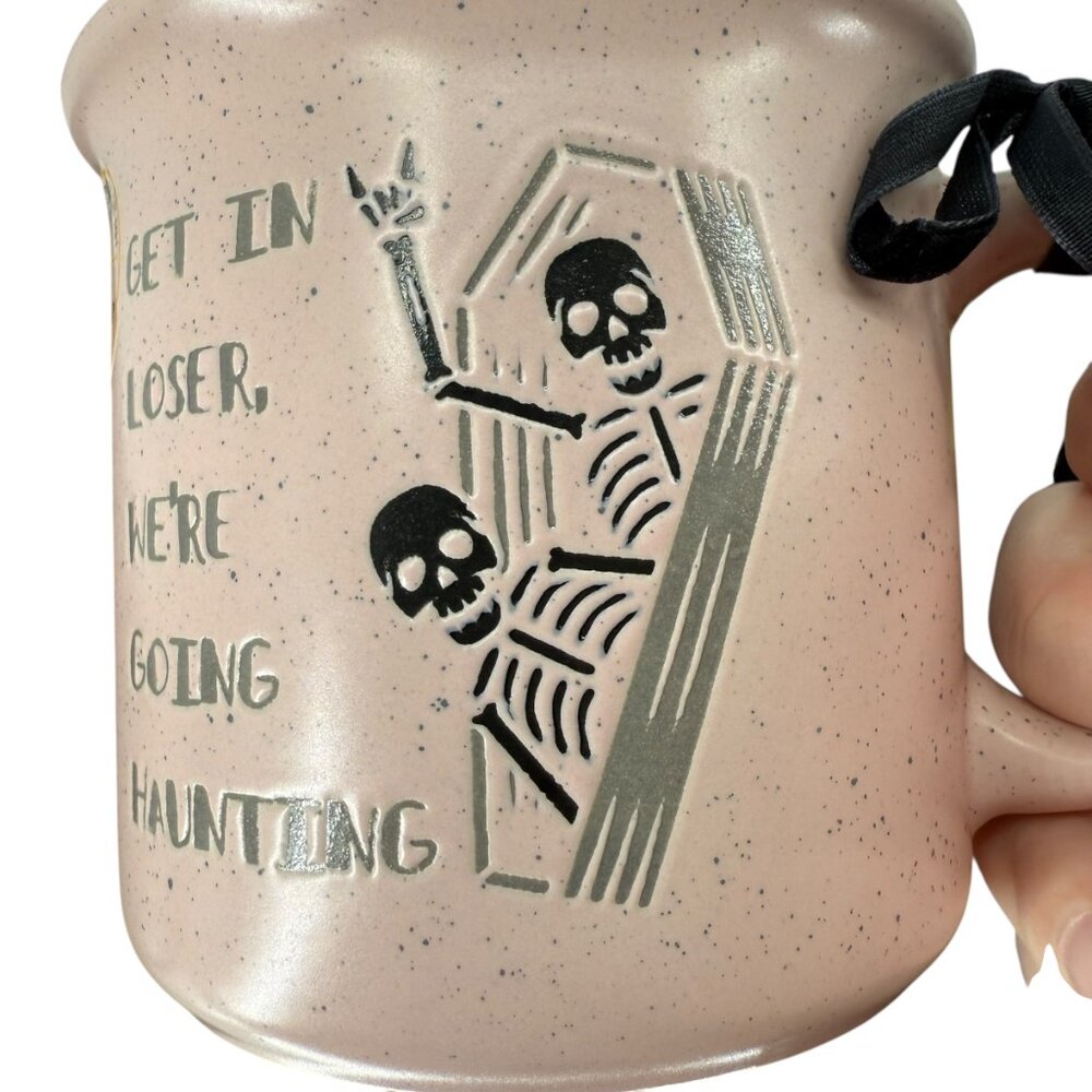 Halloween Mean Girls Get In Loser, We're Going Haunting Skeleton Coffin Pink Mug - Picture 8 of 16
